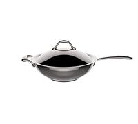 Lagostina Accademia Lagofusion Sartén Wok + Tapa Acero Inoxidable 18/10 Ø 30 cm, 5 L, Olla Inducción, Gas y Horno hasta 250 °C, Exterior Pulido, Interior Satinado, Asas Remachadas, Base de 5 Capas