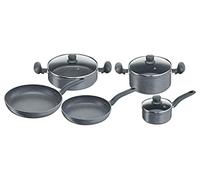 Lagostina Antea Set de Ollas y Sartenes Antiadherentes, 8 Piezas, Juego de Ollas con 2 Cacerolas, 2 Sartenes, Cacerola, 3 Tapas de Vidrio, Revestimiento Mineral de Meteorito Antirayaduras