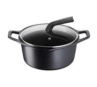 Lagostina Aroma Cacerola Fonda 2 asas con tapa, olla de aluminio fundido Ø24 cm, olla de inducción, gas y horno con cocción Thermo-Signal, revestimiento Titanium, tapa de cristal