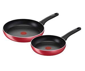 Lagostina Cucina Mediterranea - Juego de sartenes antiadherentes de aluminio Ø 24/28 cm, 2 piezas, batería de ollas de inducción, gas y horno, indicador de cocción Thermo-Signal, asas ergonómicas de