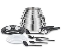 Lagostina Ingenio Inox, Juego de ollas y sartenes para inducción, acero inoxidable 18/10, color gris, 20 unidades