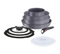 Lagostina Ingenio Mineralis Eco Juego de sartenes antiadherentes de aluminio 100% recicladas con fondo indeformable, 10 piezas, cacerola 16 cm, sartén 28 cm, sartén 24 cm, wok 28 cm, 5 tapas y mango