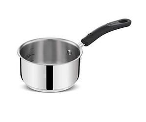 Lagostina Práctica cacerola de acero 18/10 con mango largo de silicona, olla para inducción, gas y horno hasta 210°, 14 cm