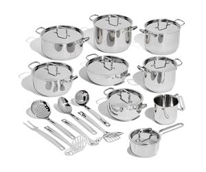 Lagostina Sfiziosa Batería De Cocina Con 24 Piezas, Acero Inoxidable, Plateado