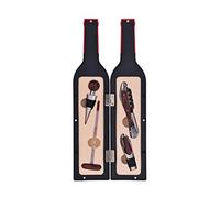 LAGUIOLE - Caja de colección de vino Laguiole, forma de botella Grand Cru, 4 accesorios, sacacorchos, sacacorchos, termómetro, caño vertedor con tapón, pakka y acero inoxidable, negro