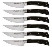 Laguiole Jean Dubost Set de 6 Cuchillos para Carne con Mango de Acrílico con Caja de Madera de Haya de 22 cm de Longitud Total de Color Plata / Negro.