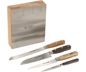 Laguiole Juego de 4 cuchillos de cocina Les Essences du Monde 1920 con mangos de madera natural