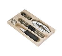 Laguiole - Juego de Cubiertos para el marisco en Caja de Madera, 14 Piezas, Color Negro y Plateado