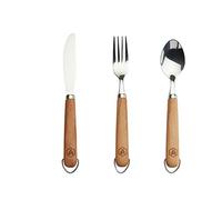 LAGUIOLE - Set de 3 Cubiertos Picnic - Manos de Madera de Haya - - Marrone