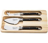 Laguiole Style de Vie Premium Line - Juego de cuchillos para queso (3 unidades), color negro