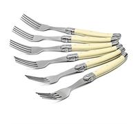 LAGUIOLE Style - Estuche de Tenedores con Mango en Colores Blanco, Tenedores Laguiole, acero inoxidable, 6 Unidades