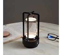 LAI HO Lámpara de escritorio LED inalámbrica, 2600 mAh, funciona con pilas, control táctil regulable, lámpara de noche de 3 colores para bar, restaurante, hogar, oficina, patio, jardín, color negro