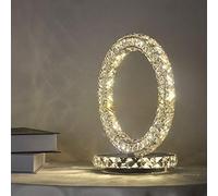 LAI HO Lámparas De Mesa De Cristal LED, Lámpara De Noche Moderna para Dormitorio, Lámpara De Escritorio De Mesita De Noche De Acero Inoxidable De Moda Minimalista,Warm Light,20 * 23cm