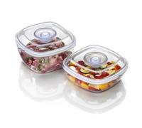 LAICA 2 Botes de Vacío (Contenedores) - Para Almacenamiento, Conservación de Alimentos Frescos, Marinaje y Cocina al Vacío - 1L y 2L, Transparentes