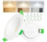 Laiebri Foco LED Empotrable 230V Regulable Pack de 10, 5W 650lm Ultradelgado 22mm Downlight Techo, 3 CCT de Color 2700K/4000K/6000K, IP44 Resistente al Agua, Ø68-75mm, Baño Cocina Salón, Blanco
