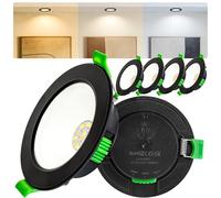 Laiebri Foco LED Empotrable 230V Regulable Pack de 4, 5W 650lm Ultradelgado 22mm Downlight Techo, 3 CCT de Color 2700K/4000K/6000K, IP44 Resistente al Agua, Ø68-75mm, Baño Cocina Salón, Negro