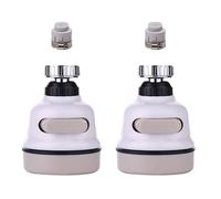 LALADEFIEE 2 Juegos Filtro de Grifo de Cocina Blanco Diseño Giratorio Prueba de Salpicaduras para Baños y Cocinas Domésticas de Abs y Acero Inoxidable