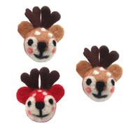 LALADEFIEE Broches de Fieltro Diseño Navideño de Reno en Forma de Dibujos Animados, 3 Piezas Cómodas para Decoración DIY y Fiesta de Navidad Color Aleatorio