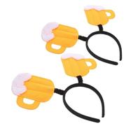 LALAFINA Diadema de Fiesta de Cerveza Creativa para Bar y Navidad, Ligera y Cómoda, Hecha de Tela de Color Amarillo, Pack de 2 Piezas Forma de Jarra de Cerveza