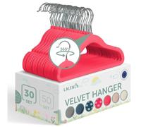 Laleni Perchas Infantiles 30 pzs de Terciopelo - Perchas Bebe Recien Nacido Ahorra Espacio - Perchas Ropa Bebe giratorias 360° - Perchas Terciopelo niños Antideslizantes - Perchas niños Ropa - Rosa
