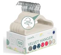 Laleni Perchas Infantiles 50 pzs de Terciopelo - Perchas Bebe Recien Nacido Ahorra Espacio - Perchas Ropa Bebe giratorias 360° - Perchas Terciopelo niños Antideslizantes - Perchas niños Ropa - Marfil