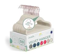 Laleni Perchas Infantiles 50 pzs de Terciopelo - Perchas Bebé Recien Nacido Ahorra Espacio - Perchas Ropa Bebé Giratorias 360° - Terciopelo Niños Antideslizantes - Rosa/Marfil