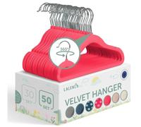 Laleni Perchas Infantiles 50 pzs de Terciopelo - Perchas Bebe Recien Nacido Ahorra Espacio - Perchas Ropa Bebe giratorias 360° - Perchas Terciopelo niños Antideslizantes - Perchas niños Ropa - Rosa