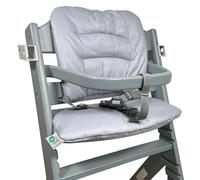 LaLoona Cojin Trona Madera para Bebeconfort/Safety 1st Timba, Cojin Impermeable Trona de 2 Piezas, Cojin Trona Evolutiva Madera Lavable, OEKOTEX Standard 100 - Gris