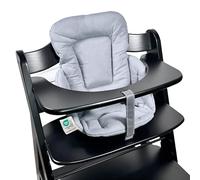 LaLoona Reductor para Trona Bebe hauck Alpha Plus y Beta Plus, Cojin Trona Madera Algodón, Reductor de Asiento para Trona Evolutiva OEKO-TEX 100, No Irrita la Piel, (Gris revestido)