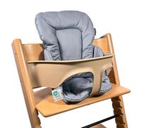 LaLoona Reductor para Trona Bebe Stokke Tripp Trapp, Cojin Trona Madera, Cojin Impermeable Trona OEKO-TEX 100, Lavable a Máquina - Gris
