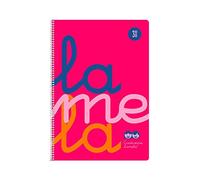 Lamela Cuaderno espiral Fluor 7FTP003R Folio 80 hojas Cuadrovía 3 mm Tapa plástico rosa