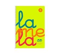 Cuaderno Espiral LAMELA Fluor, Folio 80H Cuadrovía 4 mm. Tapa Plástico Amarillo
