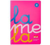 Cuaderno Espiral LAMELA Fluor, Folio 80H Cuadrovía 4 mm. Tapa Plástico Rosa
