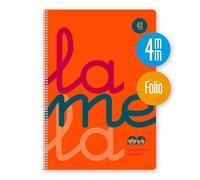 LAMELA BLOC ESPIRAL Fº 80H 90GR CUADROVIA 4MM PLASTIC NARANJA CAJA:5 unidades CUADERNOS