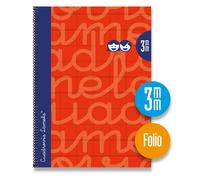 LAMELA BLOC FOLIO FORRADO CUADROVIA 3MM 80H TAPA DURA ROJO CAJA:5 unidades CUADERNOS
