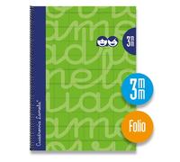 LAMELA BLOC FOLIO FORRADO CUADROVIA 3MM 80H TAPA DURA VERDE CAJA:5 unidades CUADERNOS