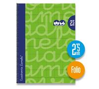 Lamela Bloc Tapa Forrada Fº 80H Cuadrovia 2,5 Mm Verde (Set de 5)