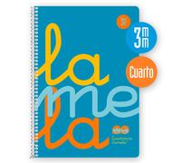 Lamela Cuaderno Espiral 4º (Cuarto) Cubierta Polipropileno Azul Flúor 80H 90grs Cuadrovía 3mm