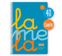 Lamela Cuaderno Espiral 4º (Cuarto) Cubierta Polipropileno Azul Flúor 80H 90grs Cuadrovía 4mm