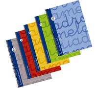 Lamela Cuaderno Espiral Folio Cubierta Extradura 80H 90grs Cuadrovía 3mm (Pack de 5 Colores)