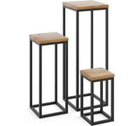LAMO Manufaktur SET 30cm/50cm/70 cm Soporte Esquinero | Plantas de Interior | Múltiples Plantas Marco Negro | 100% Madera Maciza Color: Natural