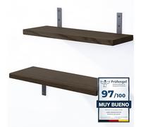 LAMO Manufaktur 2 Piezas Estante de Pared de Madera 2X 40cm | Estante de Pared de Madera Estante de Pared para Sala de Estar | Set estantes de 4 Borde Recta Color: Negro