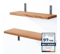 LAMO Manufaktur 2 Piezas Estante de Pared de Madera 2X 40cm | Estante de Pared de Madera Estante de Pared para Sala de Estar | Set estantes de 4 Borde Recta Color: Oscuro