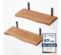 LAMO Manufaktur 2 Piezas Estante de Pared de Madera 2X 40cm | Estante de Pared de Madera Estante de Pared para Sala de Estar | Set estantes de Pared 2 Borde oflis Color: Oscuro