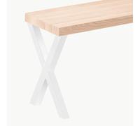 LAMO Manufaktur Banco para Mesa de Comedor 30x100x47cm (Ancho x Largo x Alto), Patas para Muebles Modelo Design Weiß/Asiento En Bruto