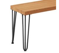 LAMO Manufaktur Banco para Mesa de Comedor 30x120x47 cm (Ancho x Largo x Alto), Patas para Muebles Modelo Creative Negro/Asiento Rustical, LSB-01-A-003-120-9005Cr