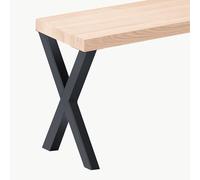 LAMO Manufaktur Banco para Mesa de Comedor 30x120x47cm (Ancho x Largo x Alto), Patas para Muebles Modelo Design Gris/Asiento En Bruto