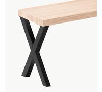 LAMO Manufaktur Banco para Mesa de Comedor 30x120x47cm (Ancho x Largo x Alto), Patas para Muebles Modelo Design Negro/Asiento En Bruto