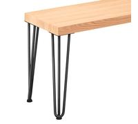LAMO Manufaktur Banco para Mesa de Comedor 30x140x47 cm (Ancho x Largo x Alto), Patas para Muebles Modelo Creative Negro/Asiento Natural, LSB-01-A-002-140-9005Cr