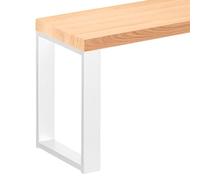 LAMO Manufaktur Banco para Mesa de Comedor 30x140x47 cm (Ancho x Largo x Alto), Patas para Muebles Modelo Simple Blanco/Asiento Natural, LSB-01-A-002-140-9016S
